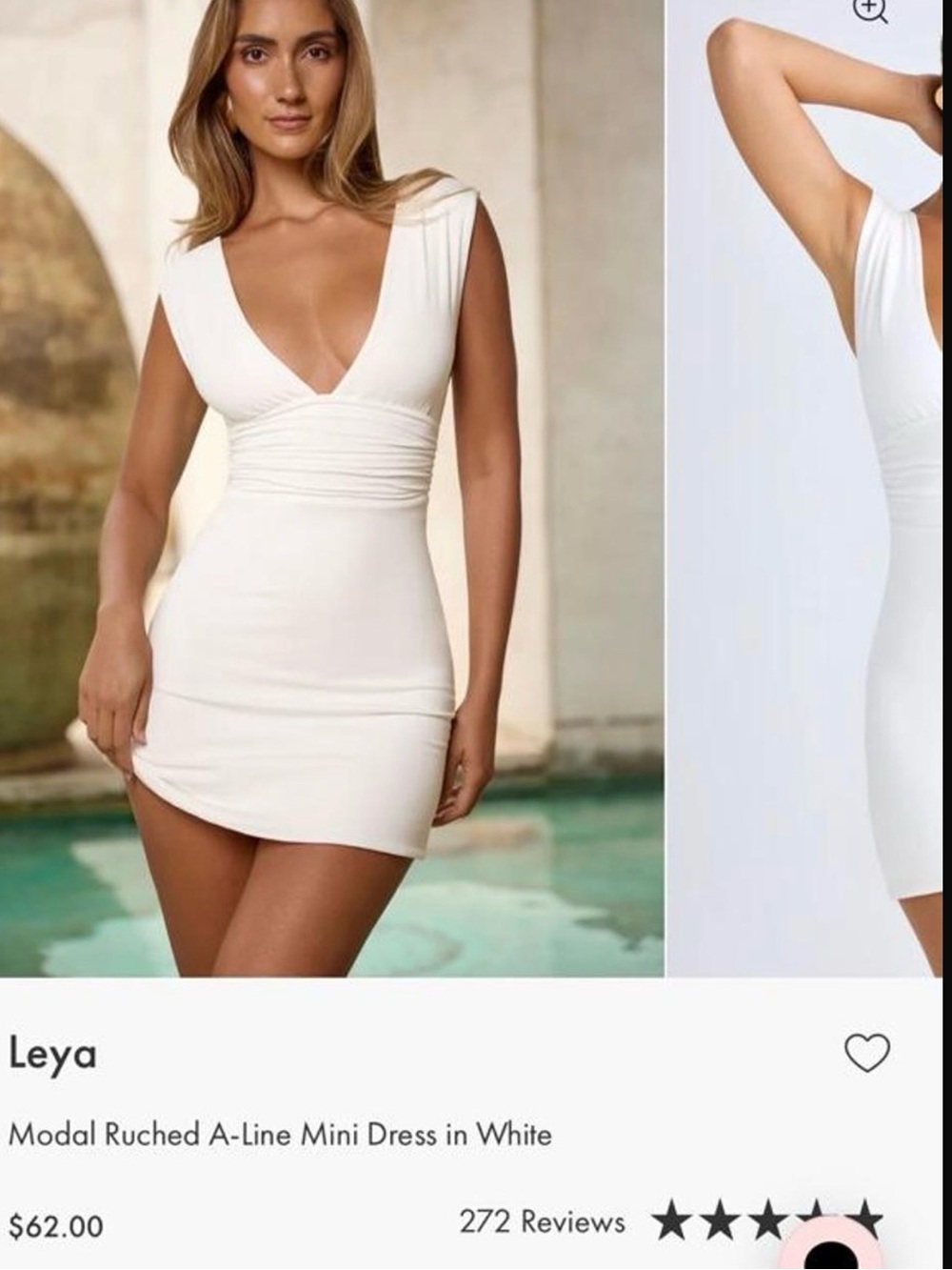 Oh Polly Modal Ruched A-Line Mini Dress in White